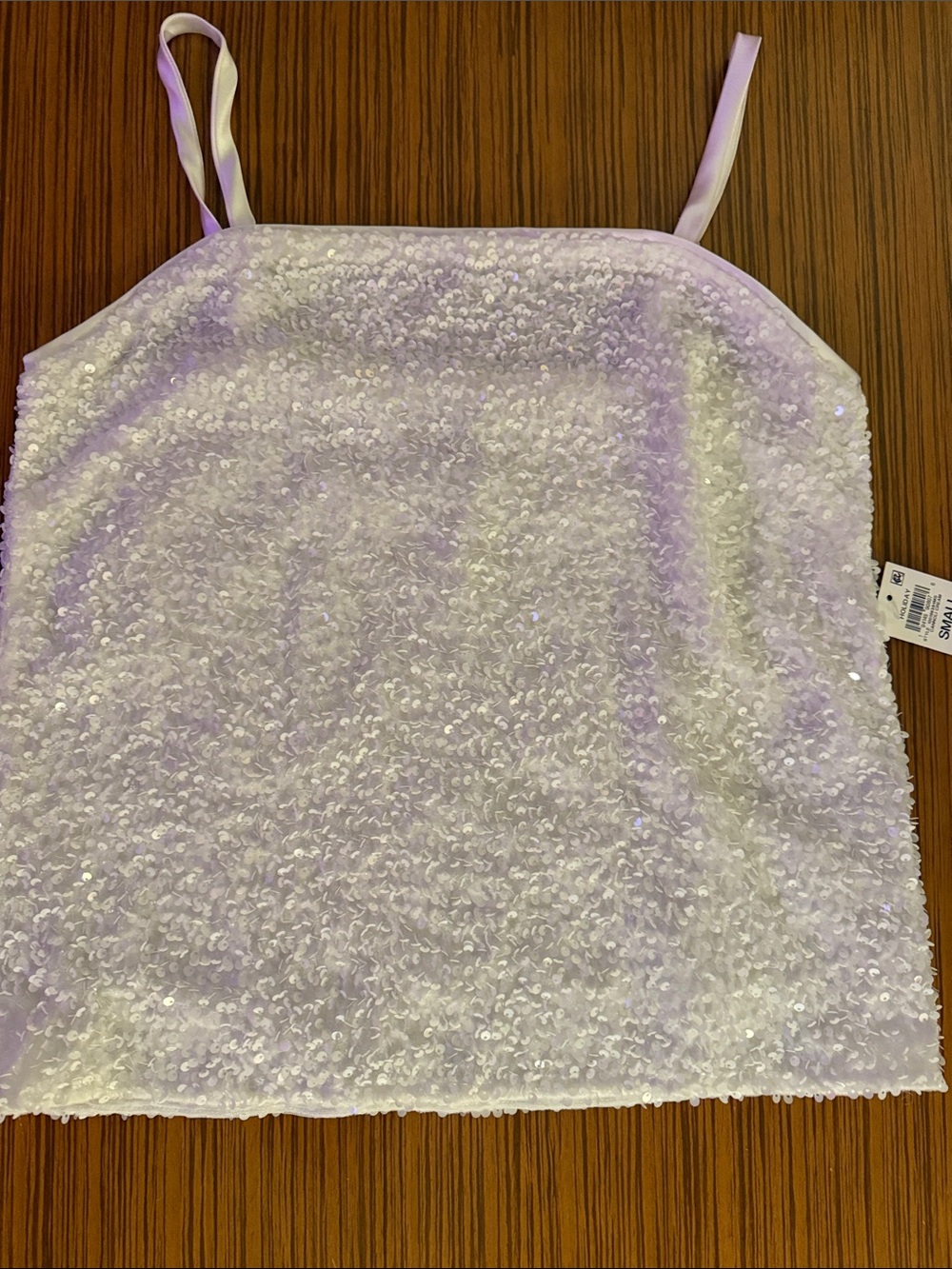 Sequin Spaghetti Strap Cami Tank Top - White